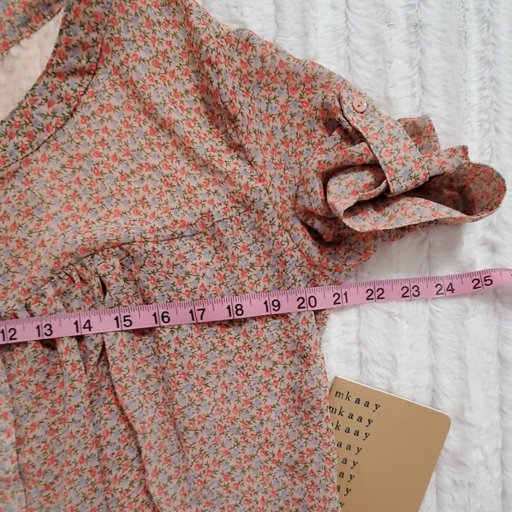 Hazel semi sheer lacy inset floral print top arm cuff detail XS - Picture 6 of 8